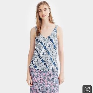 J. Crew Blue and White Floral Tank Top